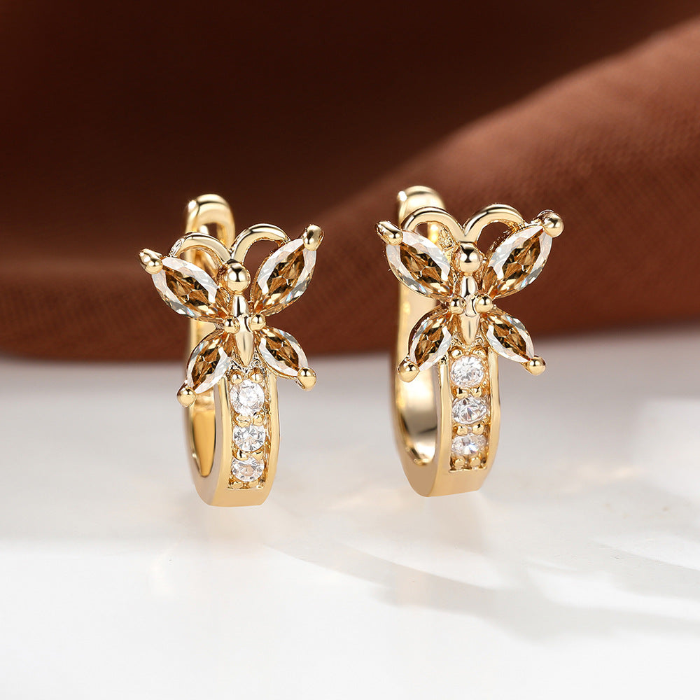 Crystal Bow Zircon White Gold Plated Simple Personalized All-match