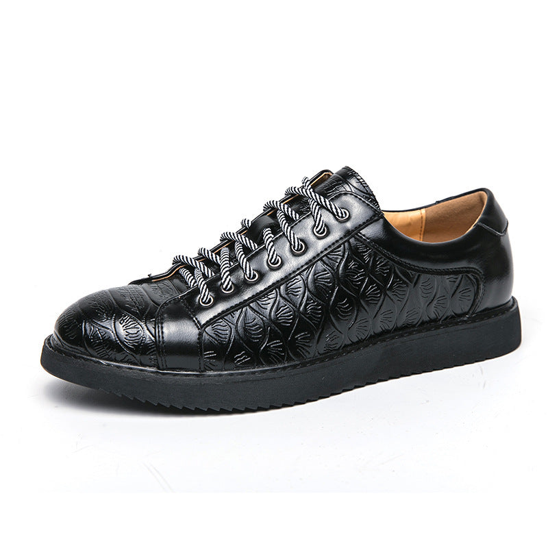 Men's Casual Leather Shoes Lace-up Flat Bottom Daily
