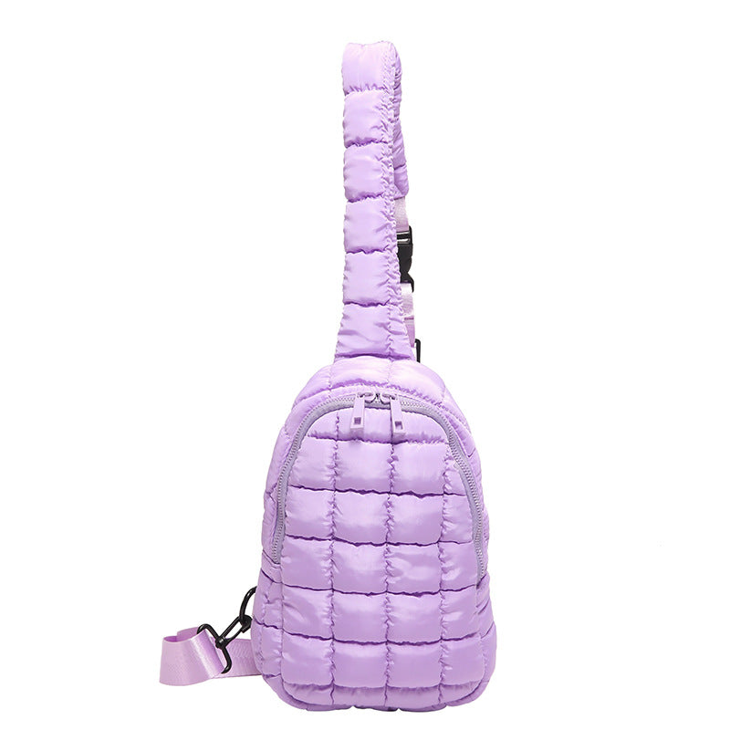 Cloud Chest Bag Female Pleated Down Diamond Crossbody Bag