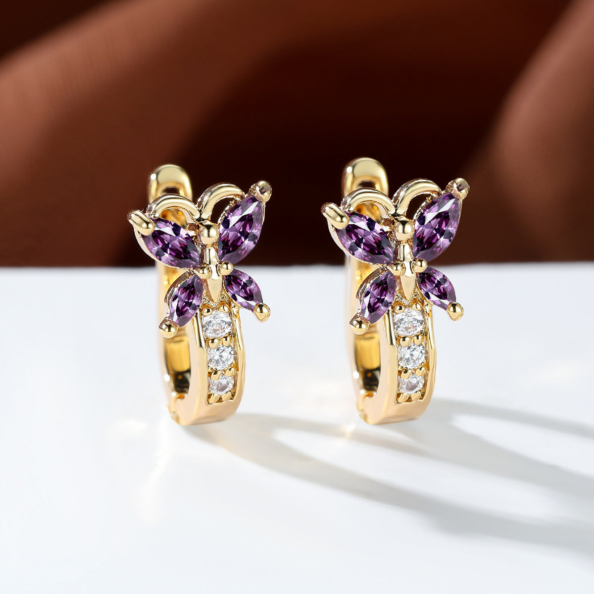 Crystal Bow Zircon White Gold Plated Simple Personalized All-match