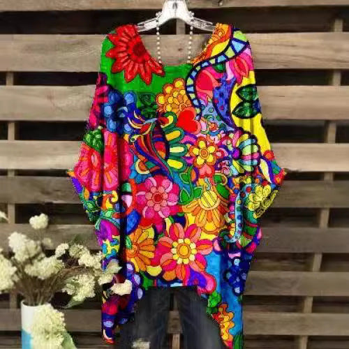 Animal Loose Casual Irregular Pattern Print Pullover T-shirt