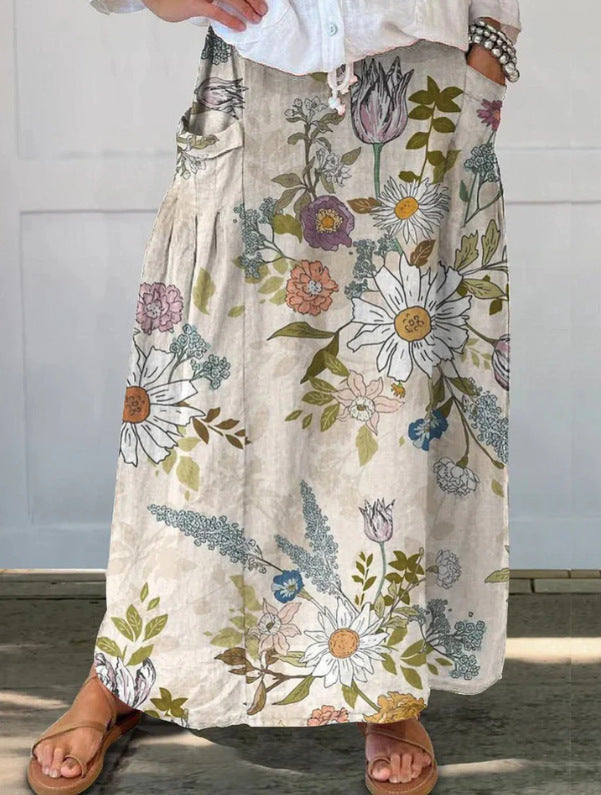 Women's Vintage Printed Classical Floral Skirt