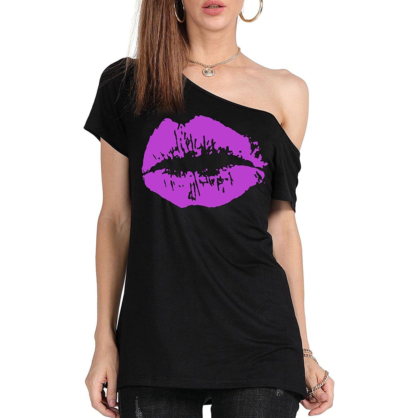 Women's Loose Shoulder Versatile Printed T-shirt