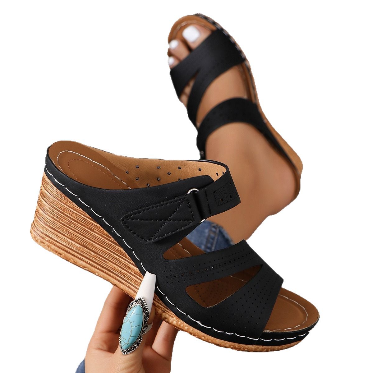 Wedge Plus Size Women's Platform Round Toe Sandals