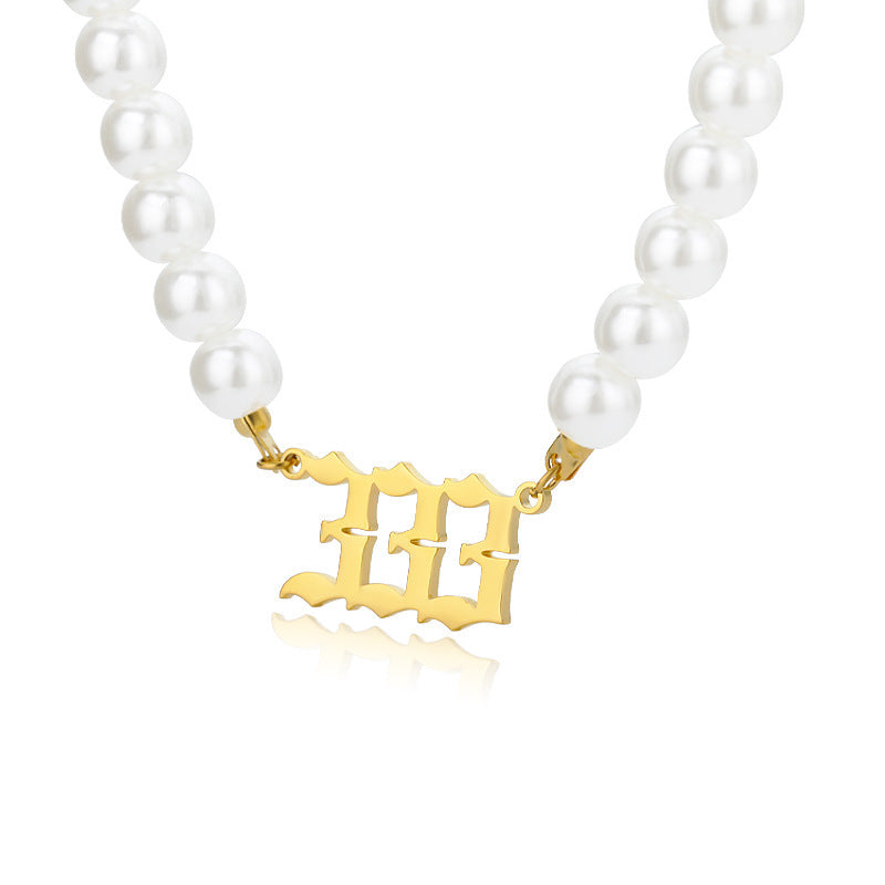 Affordable Luxury Stainless Steel Digital Pendant Necklace Simple