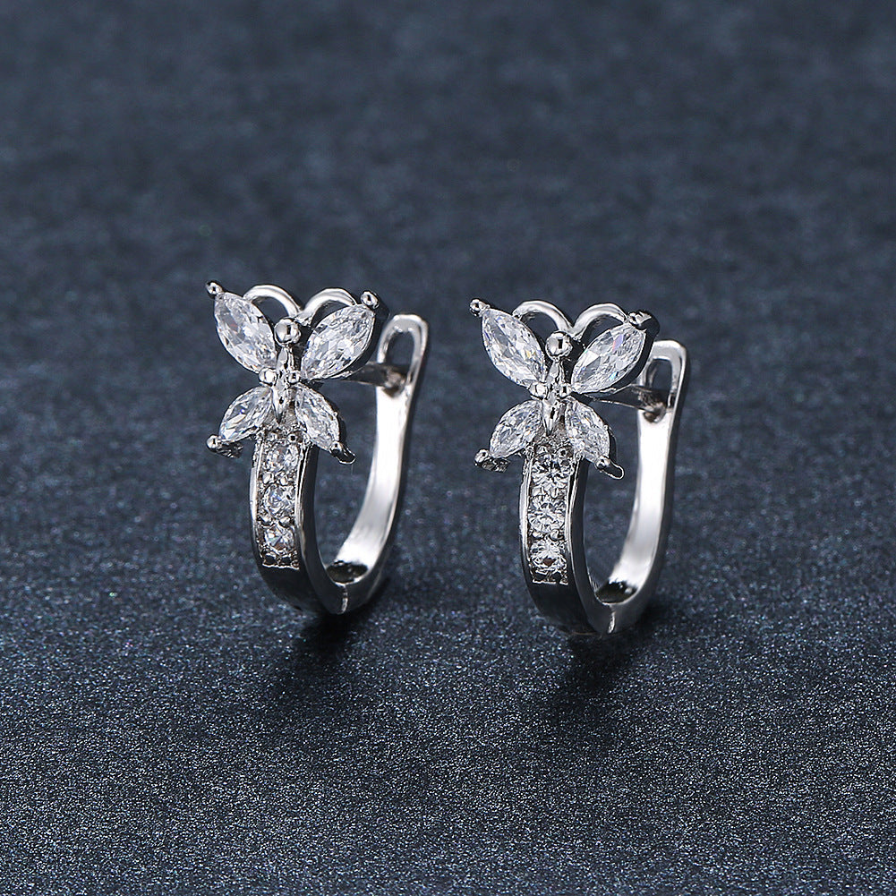 Crystal Bow Zircon White Gold Plated Simple Personalized All-match