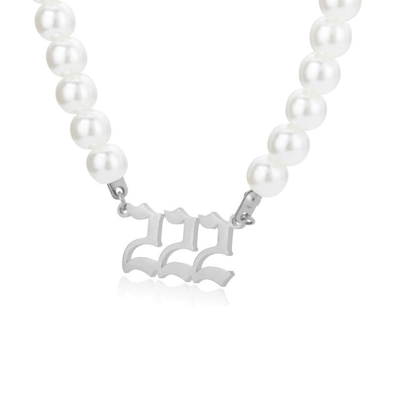 Affordable Luxury Stainless Steel Digital Pendant Necklace Simple