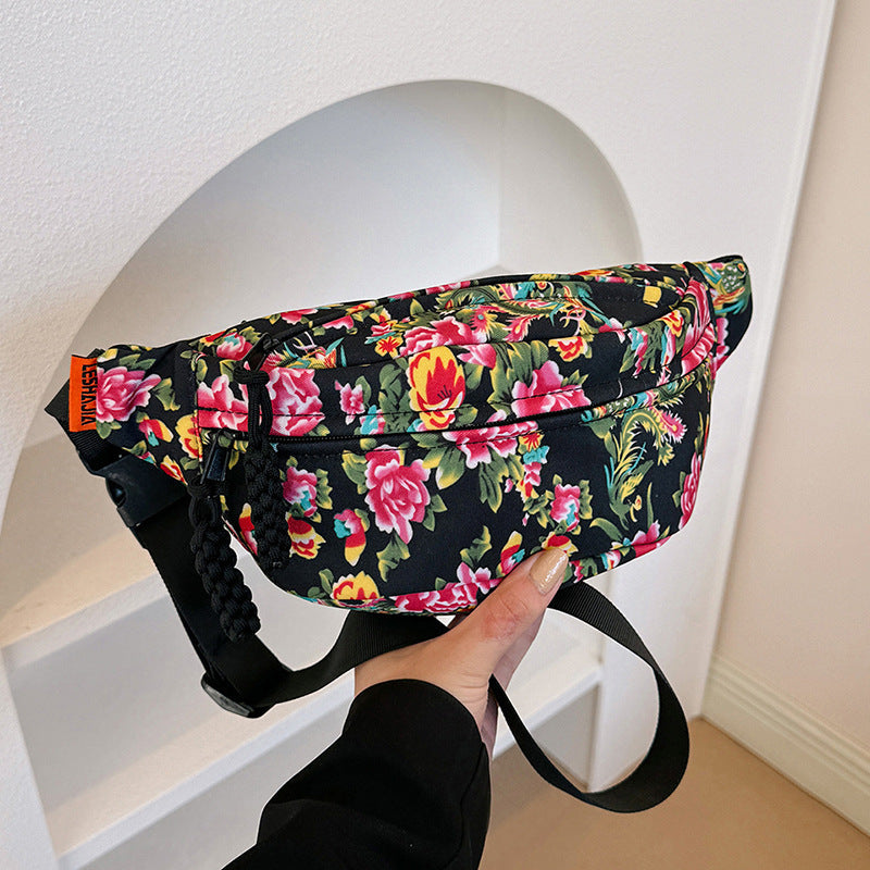 Women's Big Flower Western Style All-matching Waist Bag