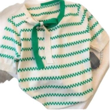 Women's Short-sleeved Sweater Striped Minimalist