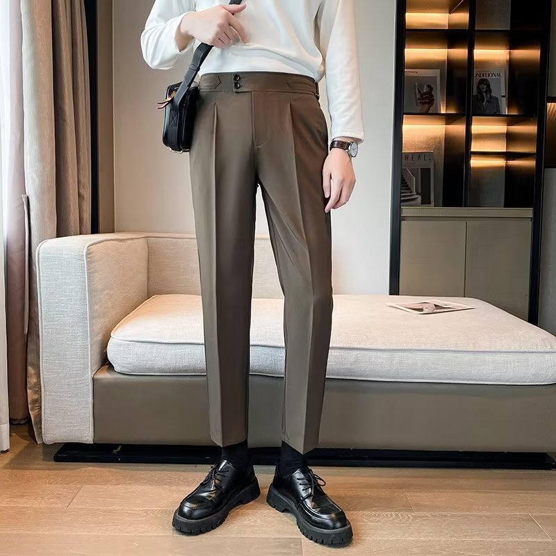 Loose Cropped Pants Draping Wide-leg Suit Pants Men's Fashion