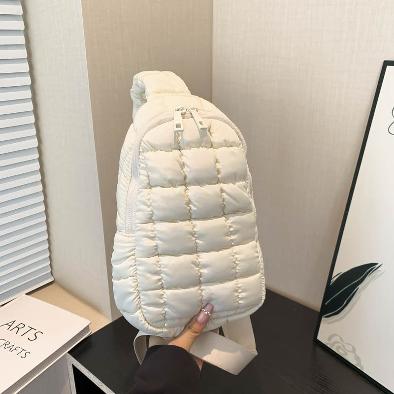 Cloud Chest Bag Female Pleated Down Diamond Crossbody Bag