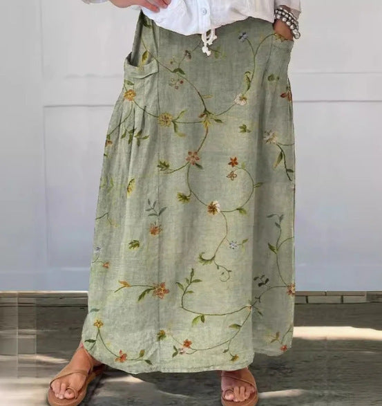 Women's Vintage Printed Classical Floral Skirt
