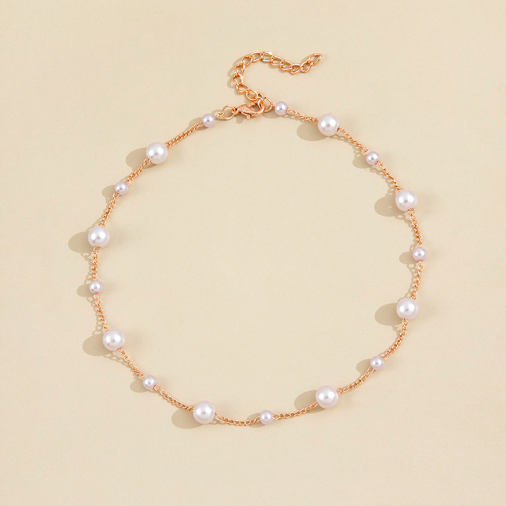 Vintage Pearl Clavicle Chain Female Simple