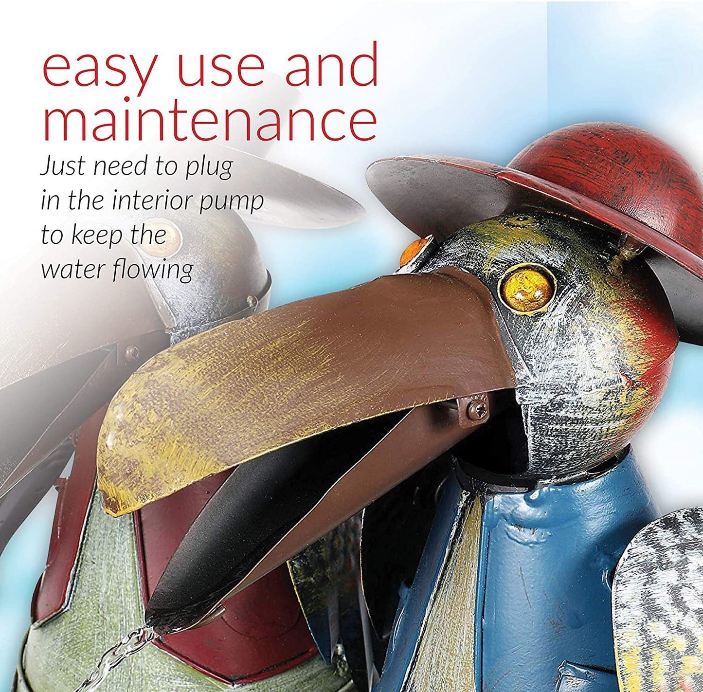 Toucan Fountain Garden Courtyard Art Deco