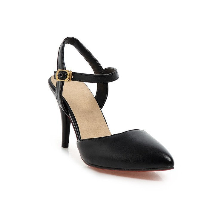 High Heel Pointy Buckle Belt Women's Shoe Hollow Out Cool