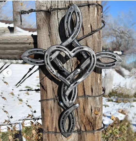 Product Metal Wall Art Horseshoe Cross Outdoor