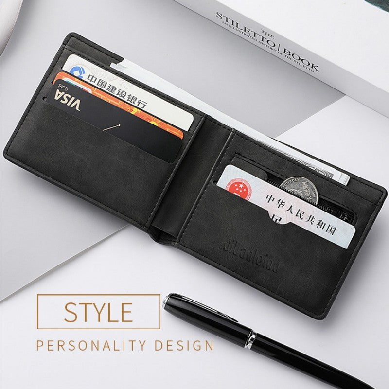 Men's New Soft Leather Wallet Two Fold Korean Multiple Card Slots