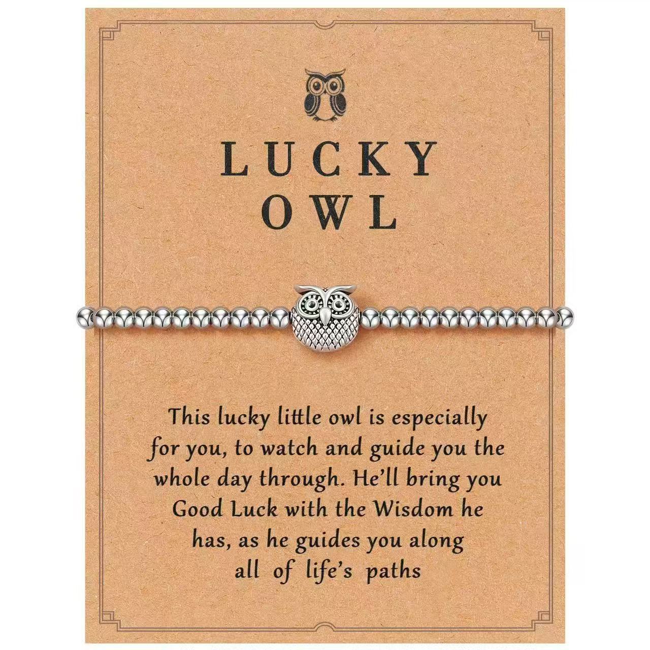 Women's Owl Bracelet English Blessing Cardboard