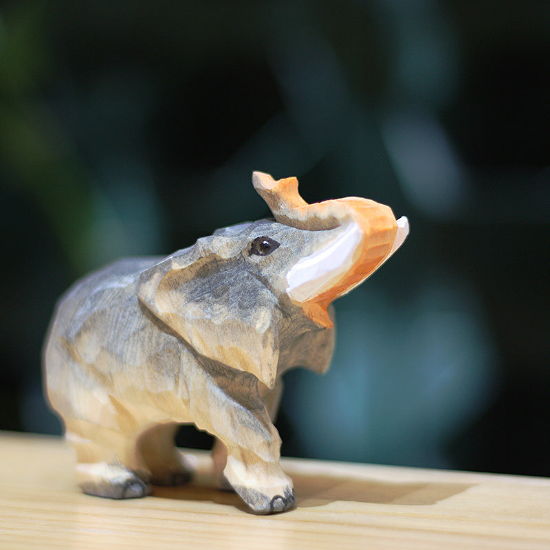 Pure Handmade Wood Carving Fat Bird Chirping