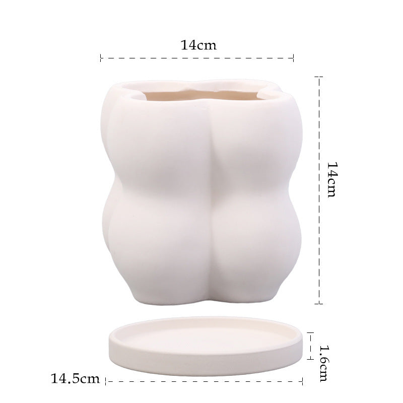 Plain Fired Breathable Ceramic Flowerpot