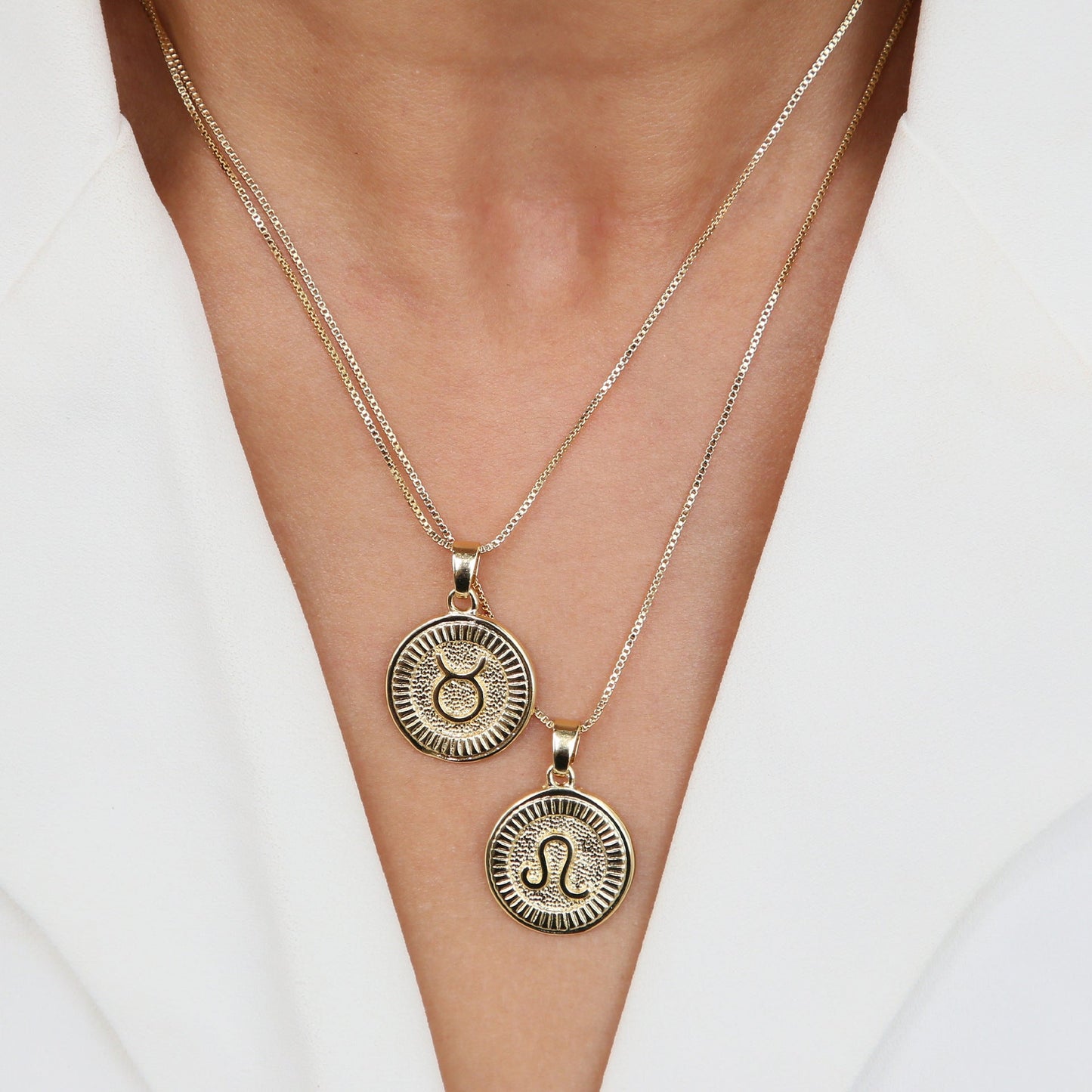 Brass 18K Gold Glossy 12 Twelve Constellations Necklace