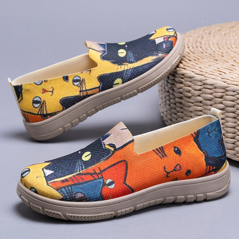 Plus Size Women's Shoes Color-blocking Cloth Shoes Slip-on Pumps