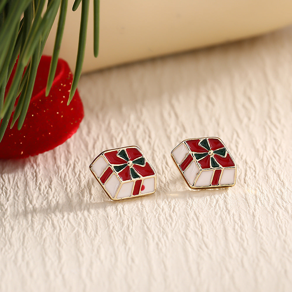 Christmas Fashion Elk Christmas Tree Snowflake Diamond Personalized Three-dimensional Cartoon Earrings