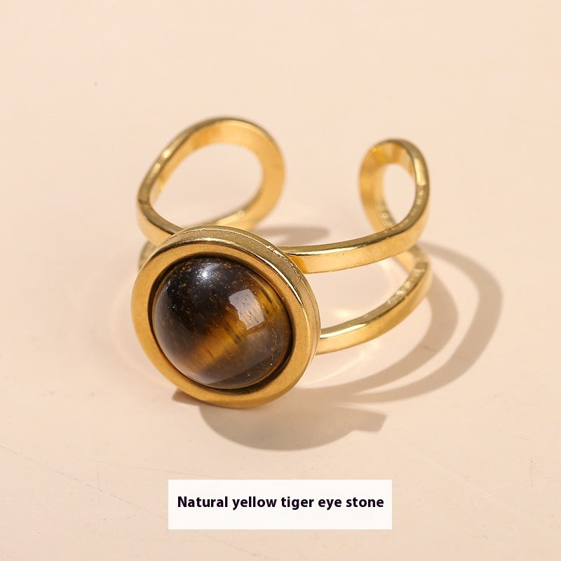 Fashion Unique Crystal Agate Round Ring