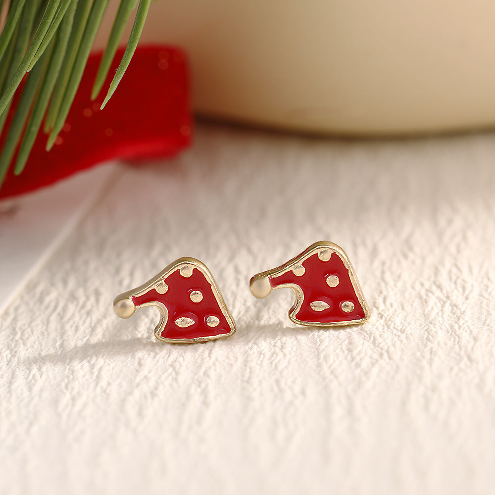 Christmas Fashion Elk Christmas Tree Snowflake Diamond Personalized Three-dimensional Cartoon Earrings