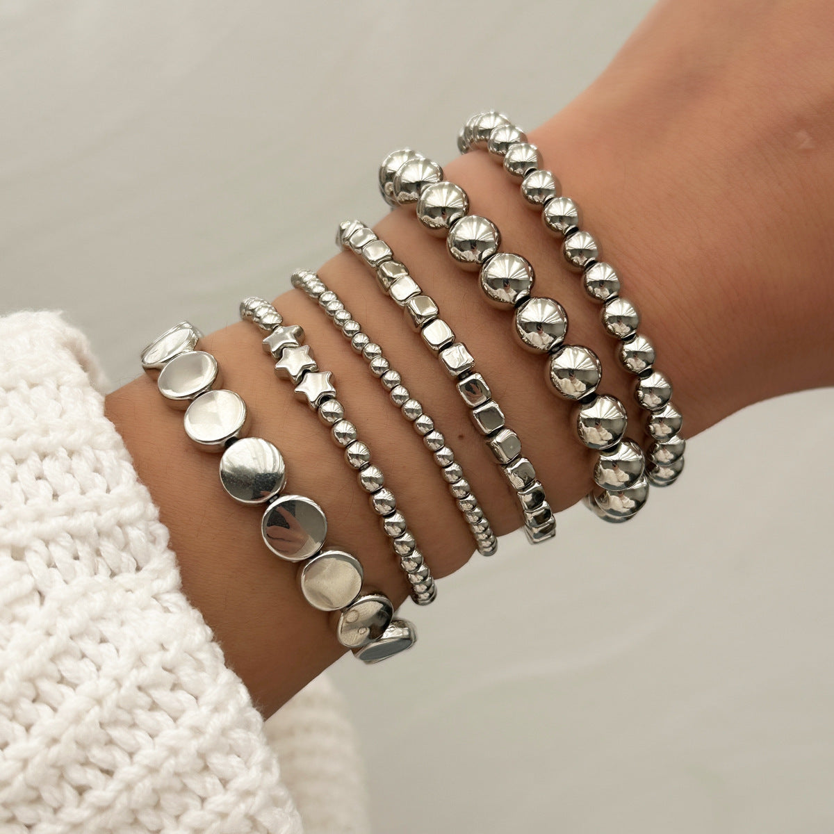 Geometric Handmade Beaded Alloy Bracelet For Women