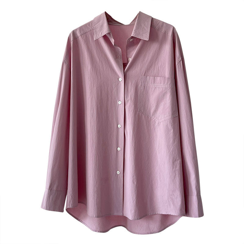 Korean Style Sense Of Design Lapel Long Sleeve Shirt