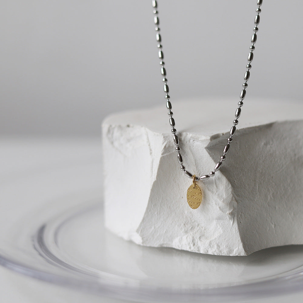 English Letter Geometric Ellipse Necklace