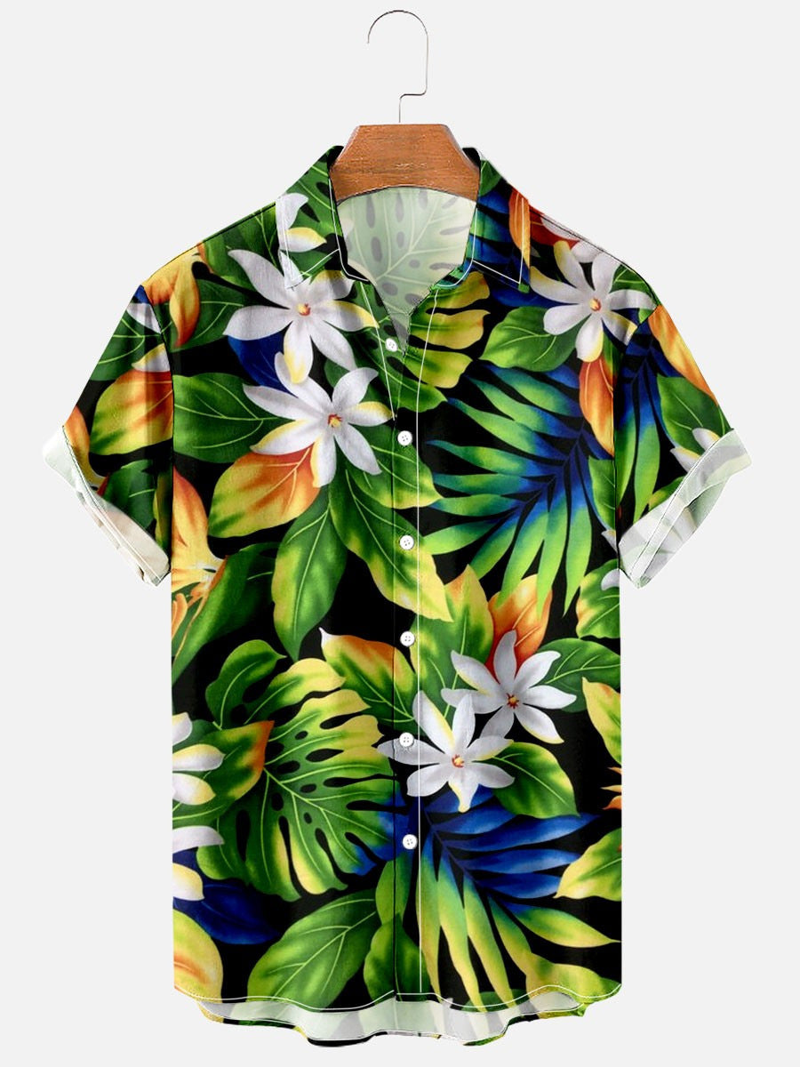 Summer Flower Pattern Seaside Men's Clothing Print Shirt