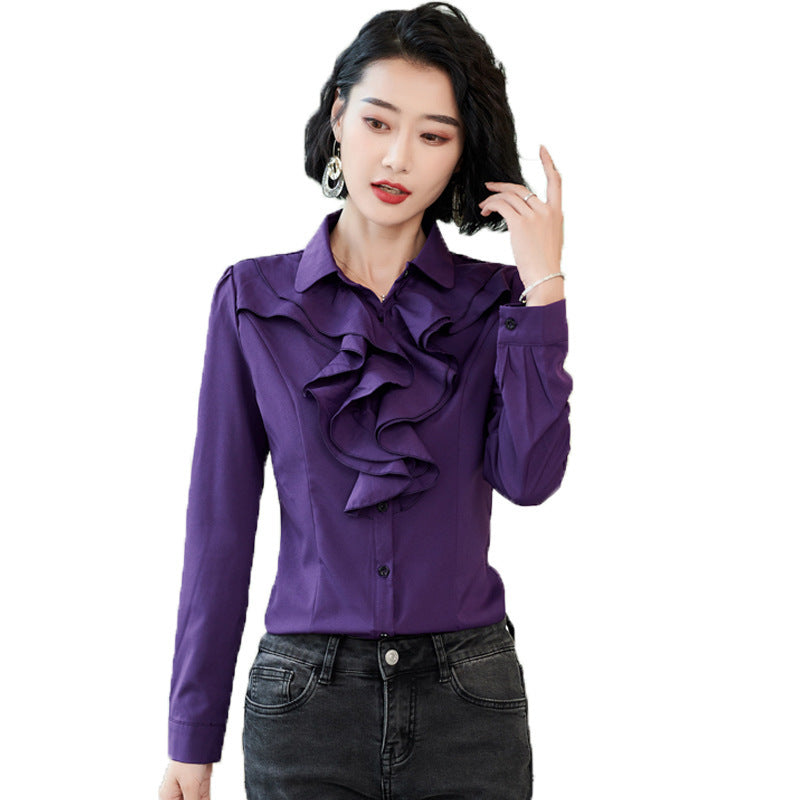 Women's Shirt Long Sleeve Casual Ruffles Business Shirt