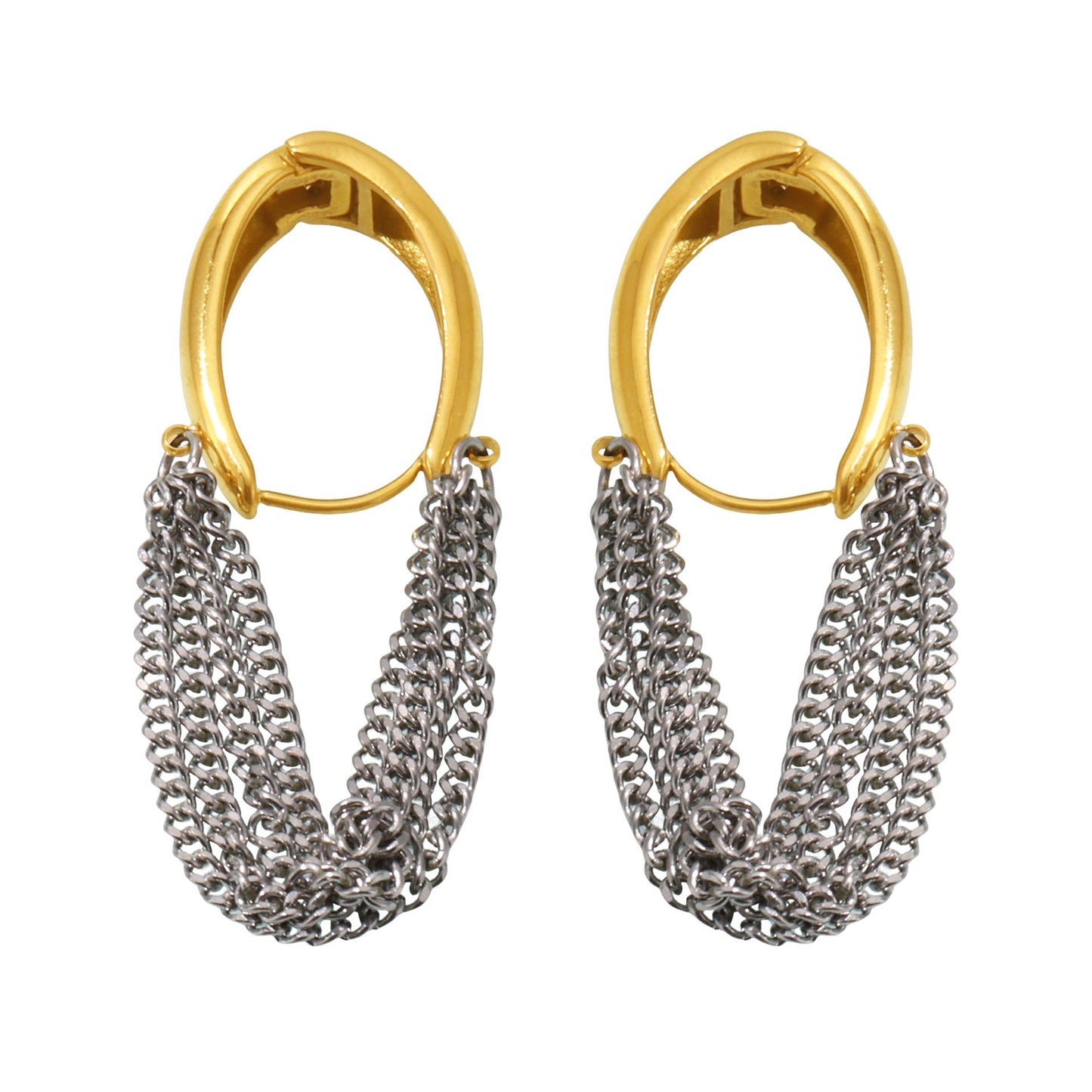 Stainless Steel Snap Joint Multi-layer Chain Tassel Earrings