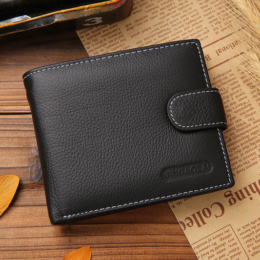 Men's Short Genuine Leather Vintage Zipper Buckle Wallet