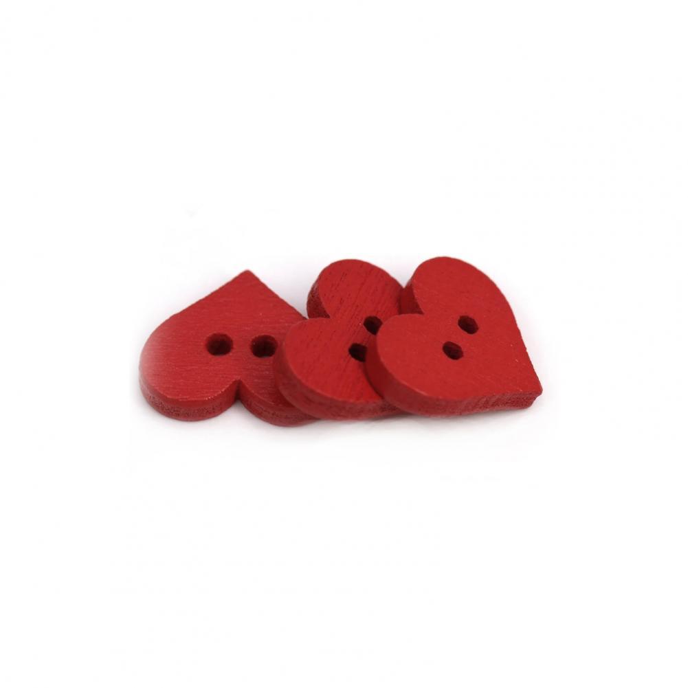 Red Heart Wooden Buttons Garment Accessories