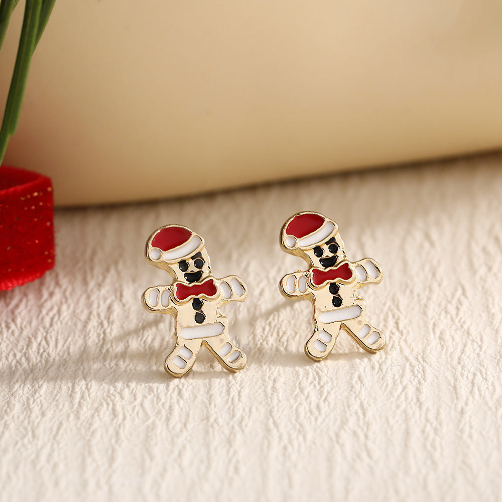 Christmas Fashion Elk Christmas Tree Snowflake Diamond Personalized Three-dimensional Cartoon Earrings