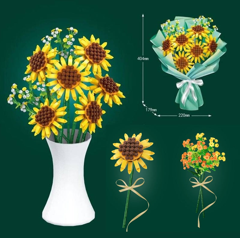 Building Block Sunflower Bouquet Girls' Assembled Toys