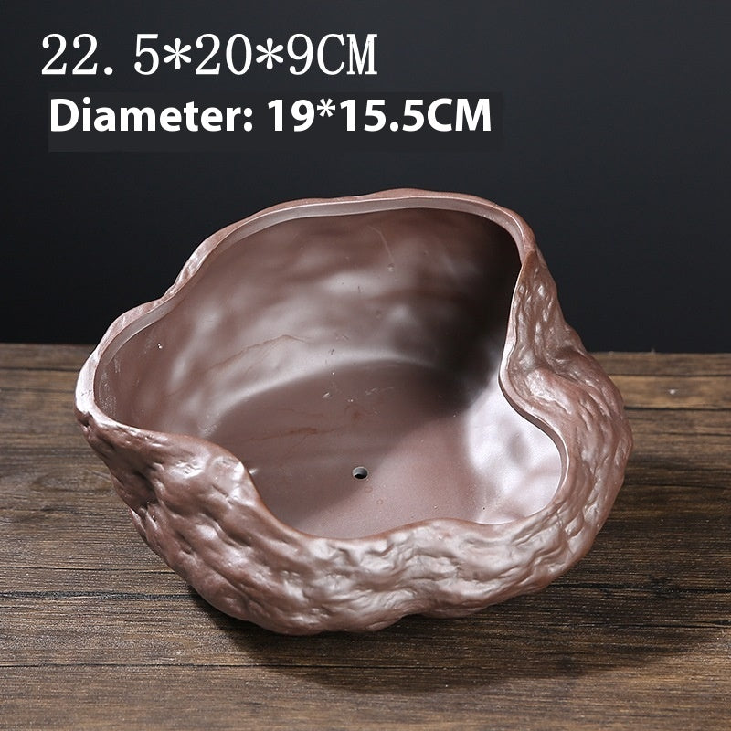 Ge Kiln Purple Sand Succulent Creative Green Plants Potted Ceramic Bonsai Flower Pot