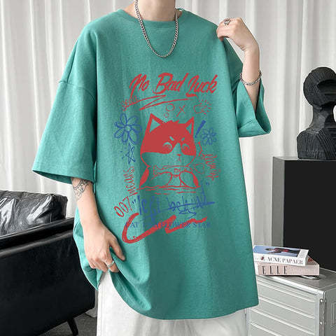 White Half Sleeve Cute Cat T-shirt Top