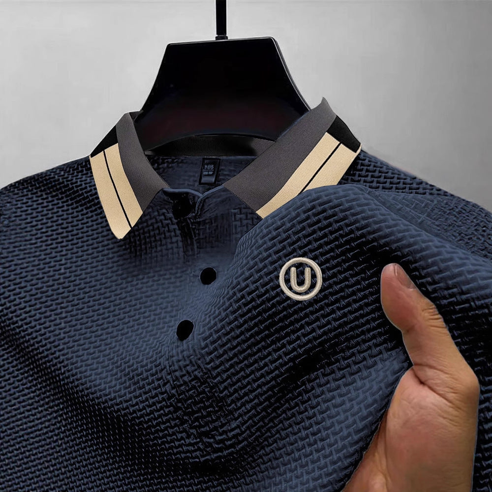 High-end Mesh Ice Silk Short Sleeve Solid Color U Printing