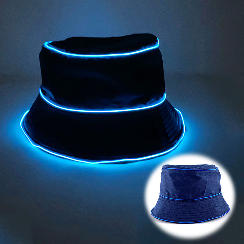LED Luminous Embroidery Men's And Women's Solid Color Flat Top Sun Hat