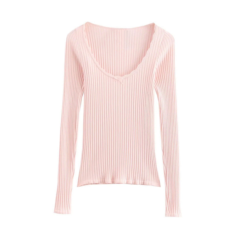 Women's Lace Bowknot Decoration Seamless Top