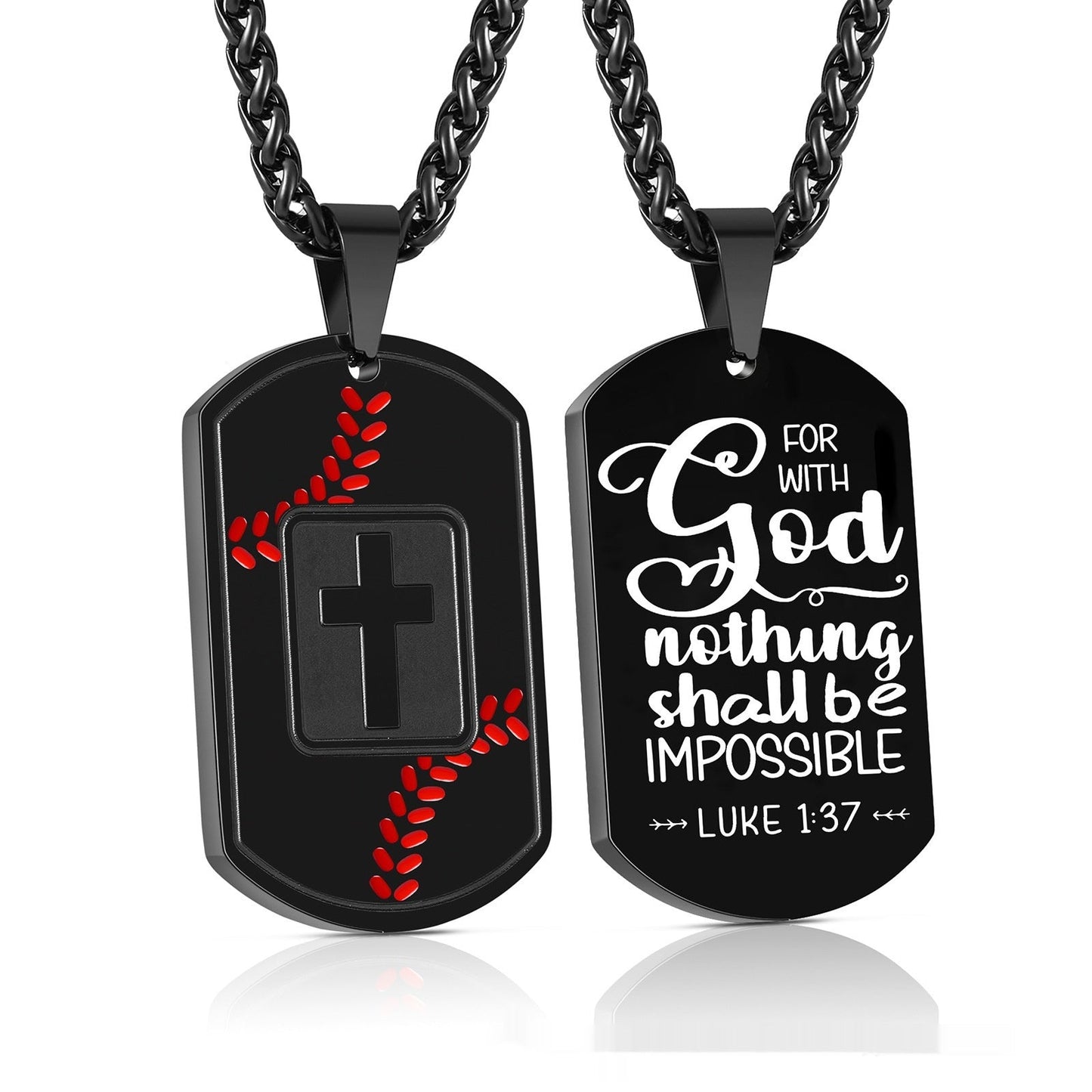 Baseball Pendant Cross Scripture European And American Sports Style Stainless Steel Army-style Necklace
