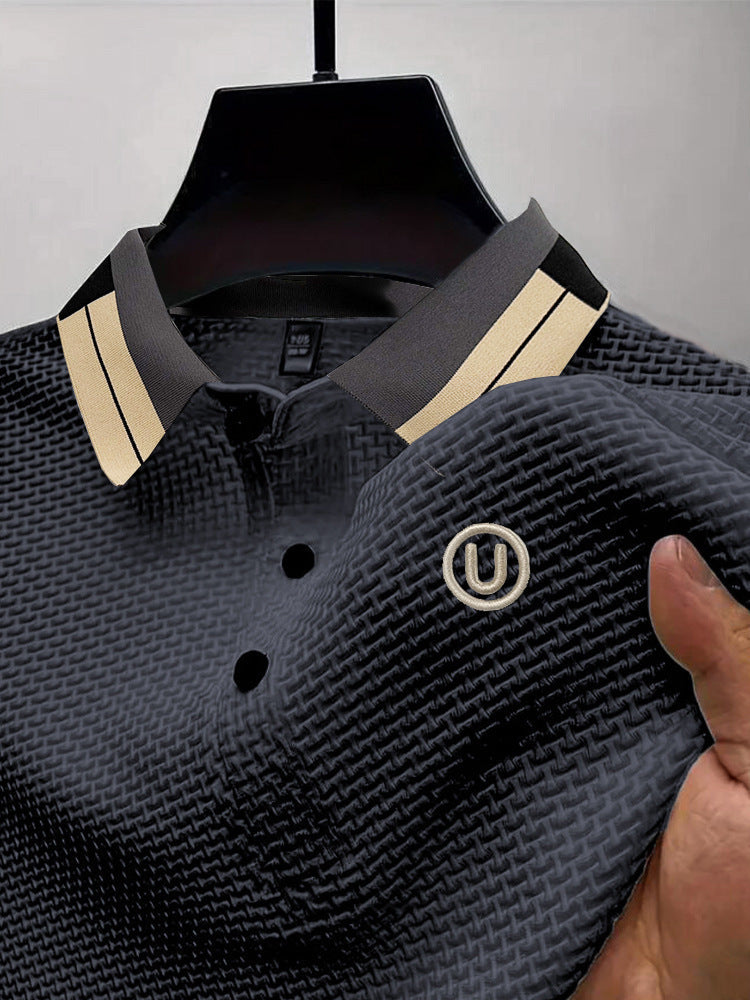 High-end Mesh Ice Silk Short Sleeve Solid Color U Printing