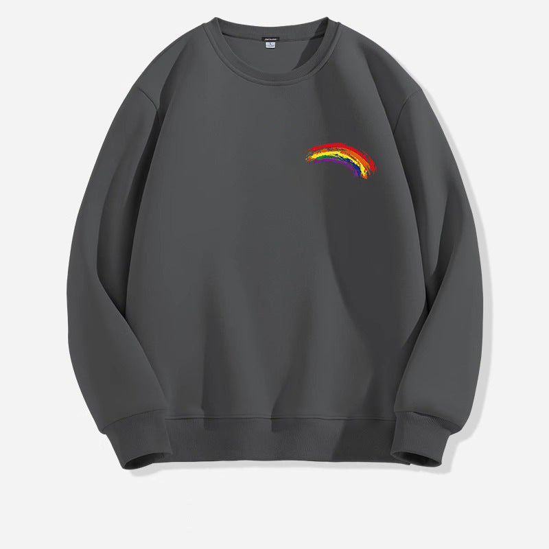 Women's Long-sleeved Solid Color Rainbow Printing Sweater