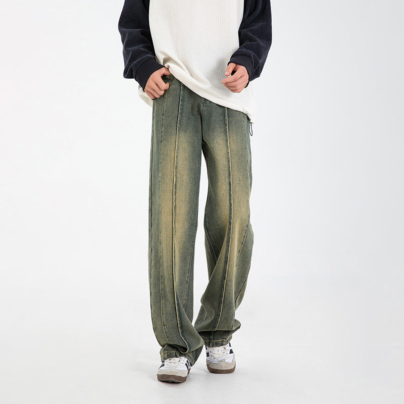 Split Structure American High Street Jeans Autumn Three-dimensional Stitching Design