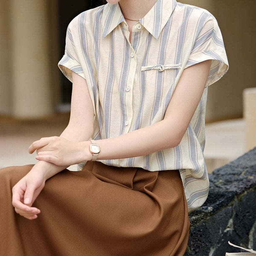 Women's Striped Shirt With Raglan Sleeves