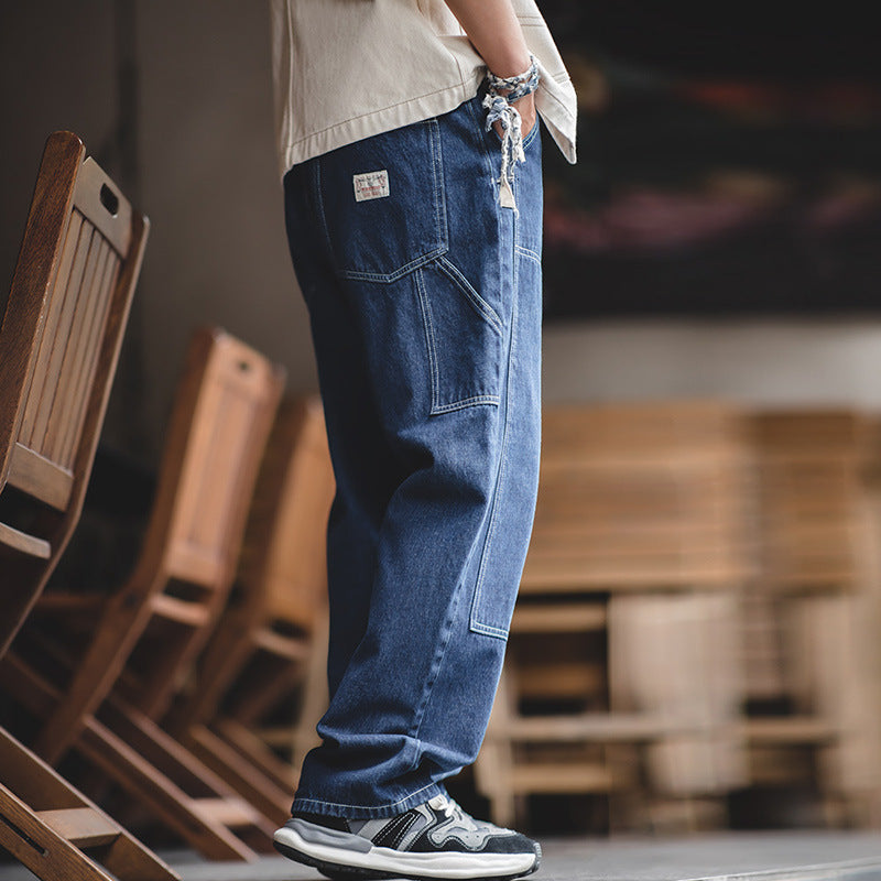 American-style Retro Loose Straight-leg Tapered Jeans